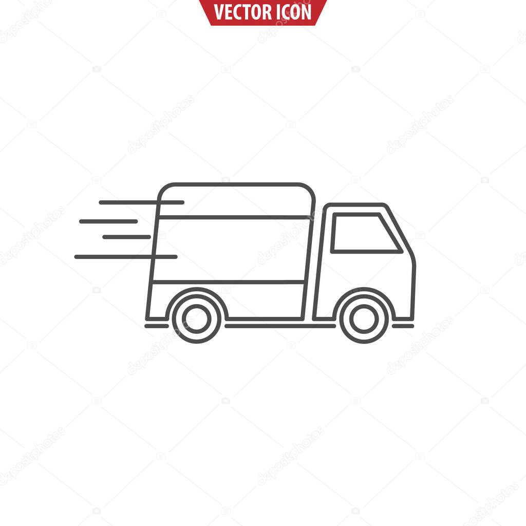 Fast shipping cargo truck line icon. Isolated vector illustration for apps and websites.