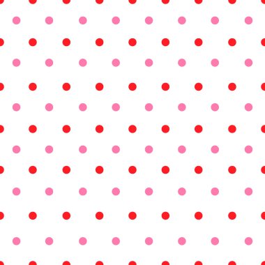 Kırmızı ve pembe renkli daireler. Polka noktasız desen. Vektör çizim arkaplanı.