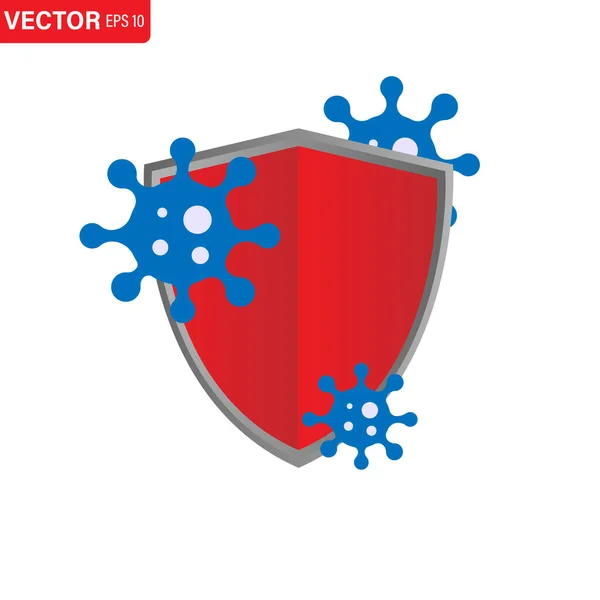 Symbol Osłony Ikona Mikroba Wirusa Ilustracja Izolowanego Wektora — Wektor stockowy