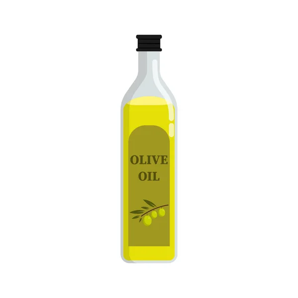 Bottiglia Vetro Olio Oliva Illustrazione Del Vettore Isolato — Vettoriale Stock