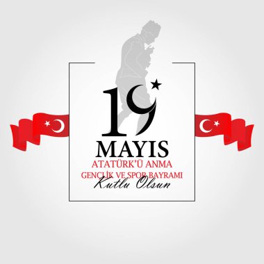 19 Mayıs Atatrk, Gençlik ve Spor Günü. Vektör tasarımı.