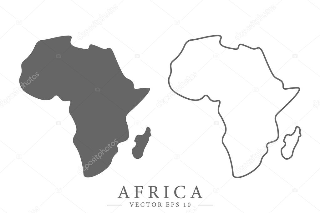 Africa flat or line map. Isolated vector illustration.