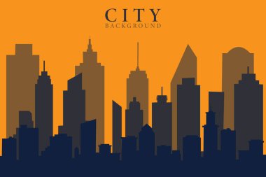 Panoramik şehir modern şehir manzarası. Vektör illüstrasyonu.