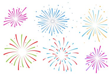 Havai fişek seti simgesi. Vektör illüstrasyonu beyaz arkaplanda izole edildi.