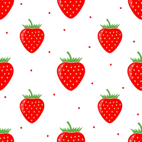 Red Strawberry Seamless Pattern Strawberry Background Vector Design — Stock Vector