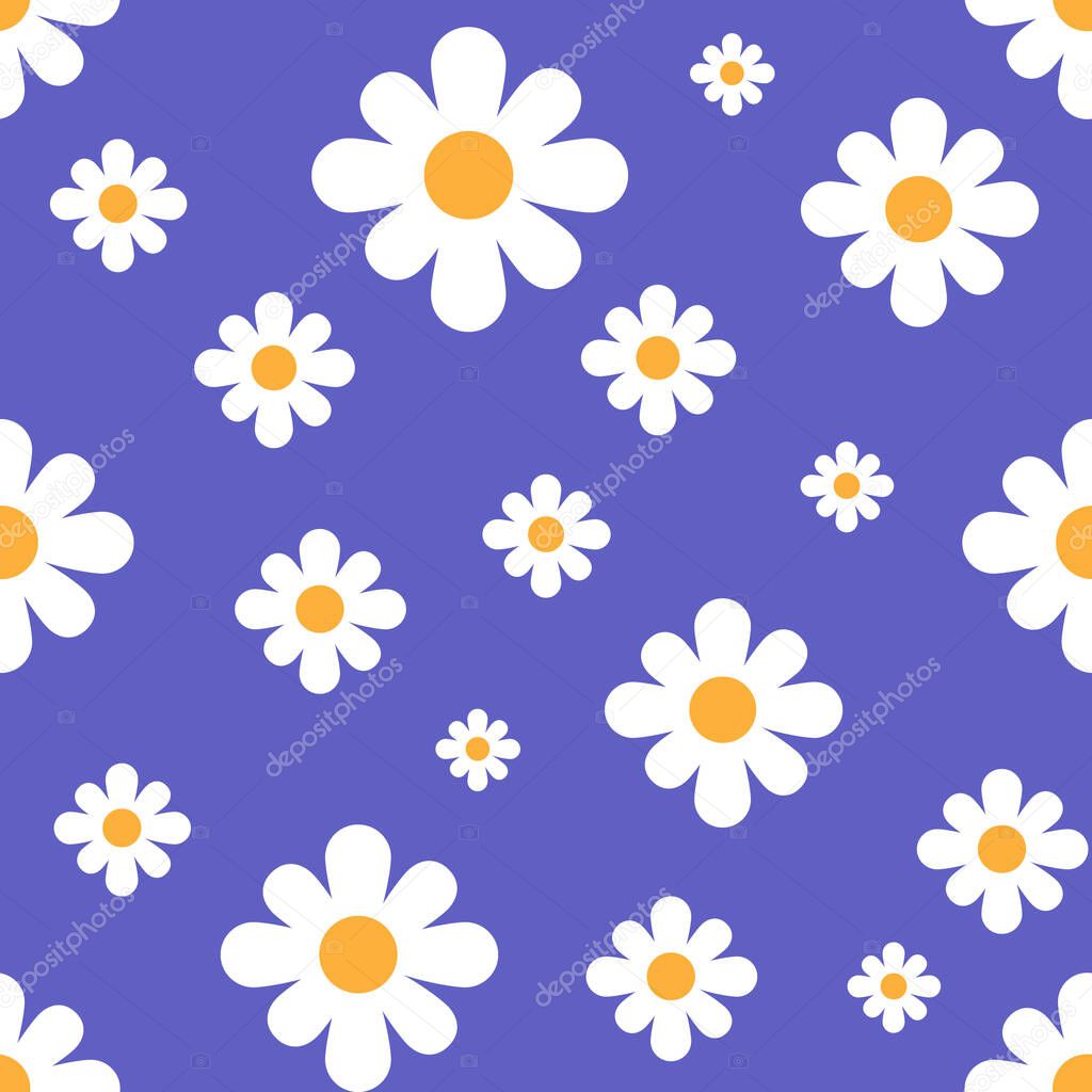 Floral Seamless Pattern. Daisy background vector design.