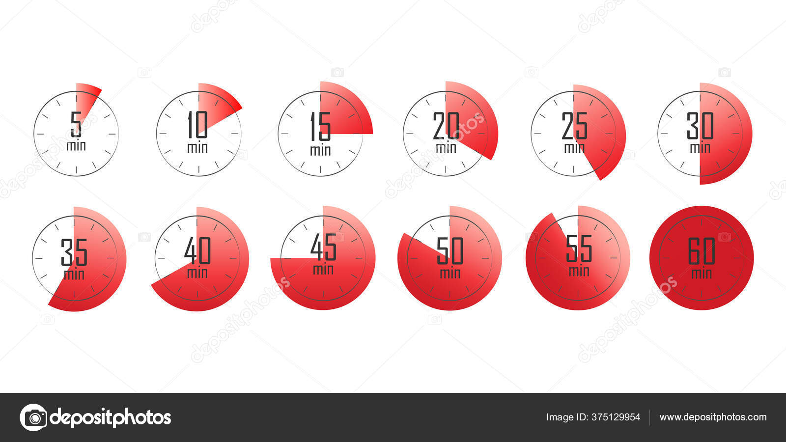 Set Timers Minutes Countdown Timer Icons Set Isolated Vector Illustration  Stock Vector By ©Fthrc 375129954