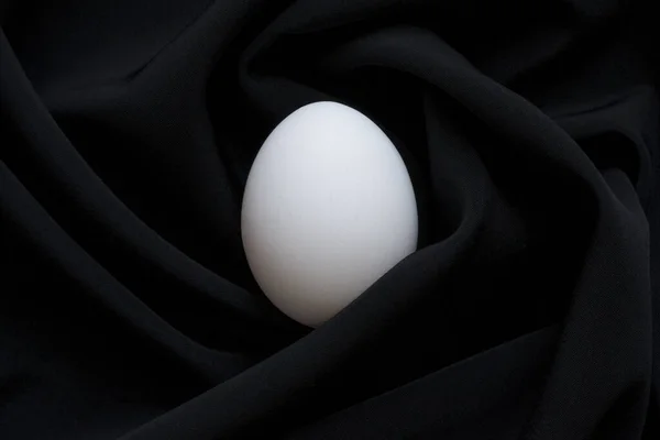 White Egg Black Silk Fabric — Stock Photo, Image