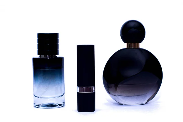 Perfumes Perfumes Lipsticks White Background Isolate — Stock Photo, Image