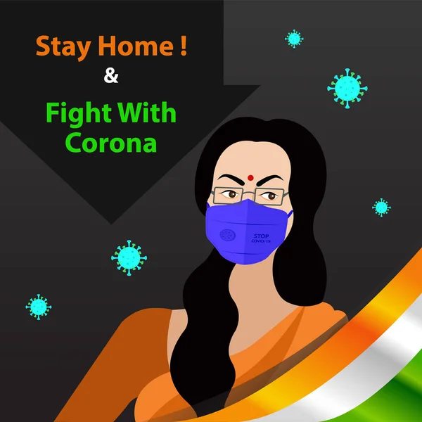 Bleiben Sie Hause Und Kämpfen Sie Mit Dem Covid Corona — Stockvektor