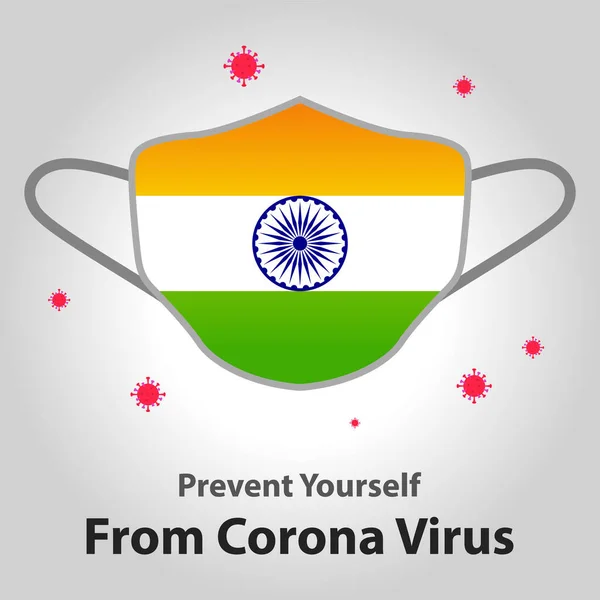 Indische Nationalflagge Auf Schutzmaske Maskenvirus Und Grippe Covid Coronavirus Schutzkonzept — Stockvektor