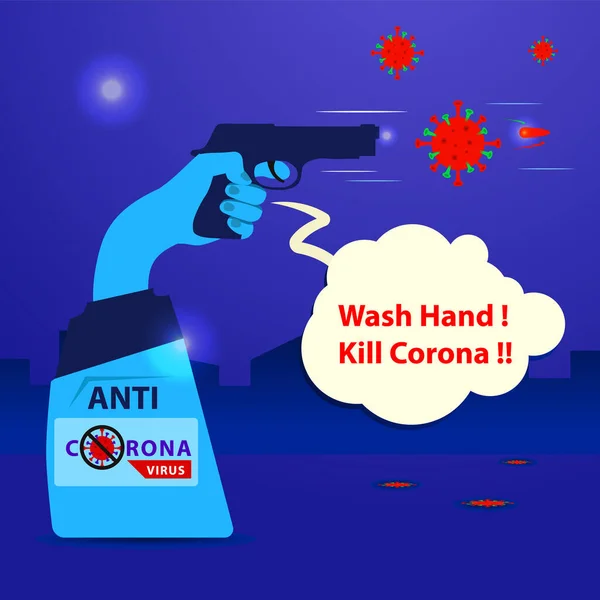 Waschen Sie Sich Regelmäßig Die Hände Und Töten Sie Das — Stockvektor