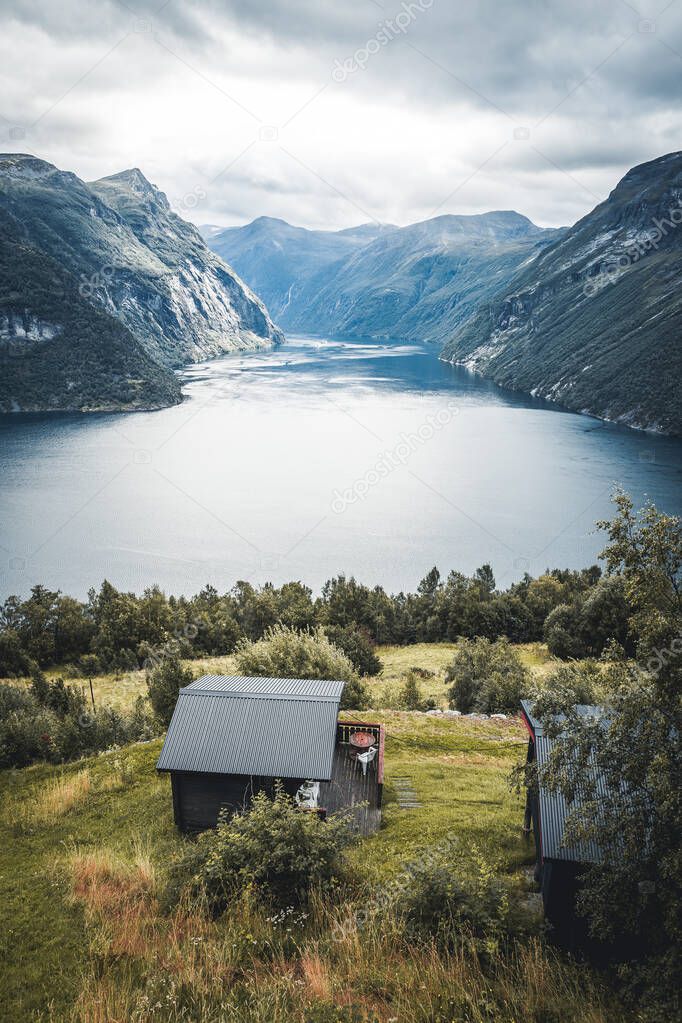 View at the geiranger fjord famous viewpoint, in Norway