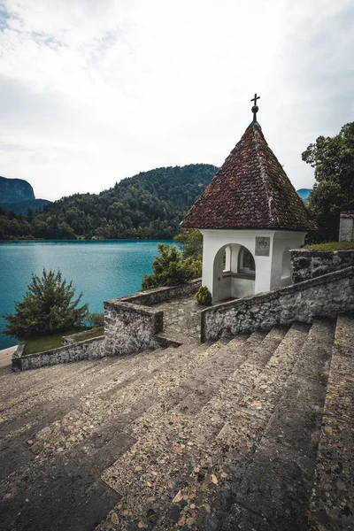 part of the chapel at Bled Island - Blejsko jezero - in the Julian Alps of Slovenia