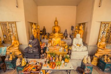 Buddha ile Tay tapınak iç. WAT Patong Suwankeereewong Tapınağı Phuket, Tayland.