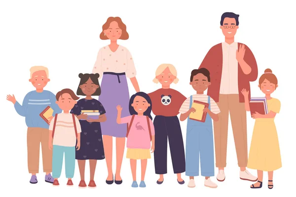 Teachers and kids people together vector illustration — Stok Vektör