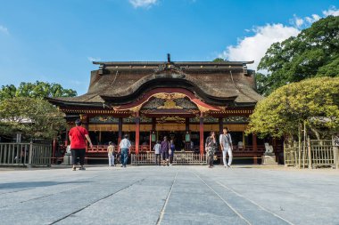 Fukuoka, Japonya - 26 Eylül 2014: Fukuoka 'daki Dazaifu türbesi, 