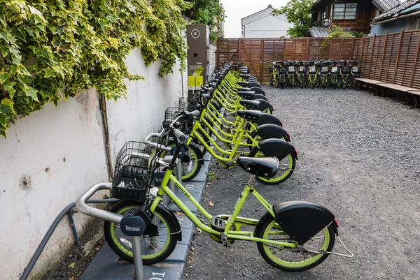 Bicycles for rent at Kawagoe town. — Stock Photo, Image