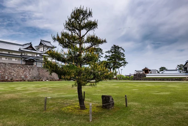 Jardim verde em frente ao castelo de Kanazawa — Fotografia de Stock