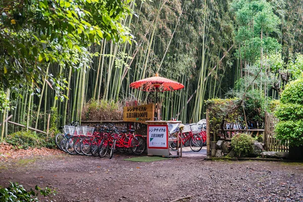 Fahrräder zu mieten im Bambuswald von Arashiyama — Stockfoto
