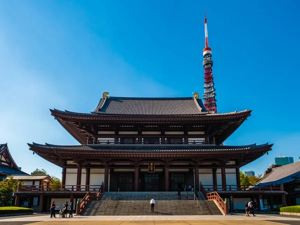 Zojo ji Tapınağı ve Japonya 'daki Tokyo Kulesi. — Stok fotoğraf