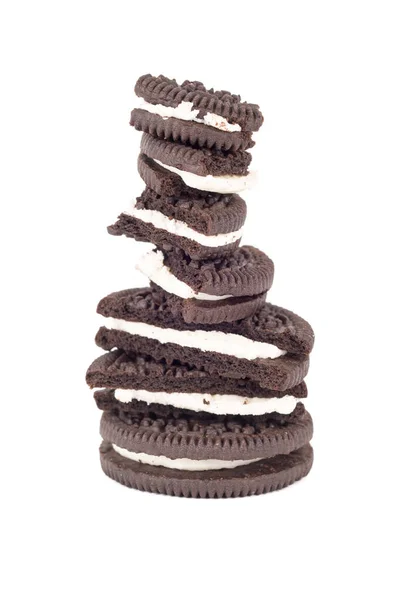 Chocolade koekjes met crème indiening — Stockfoto