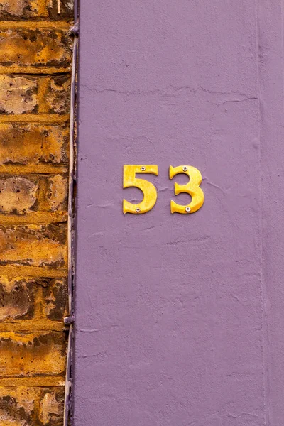 Maison Numéro Sur Mur Violet Londres Angleterre — Photo