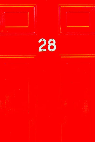 House Number Red Wooden Front Door London — Stock Photo, Image