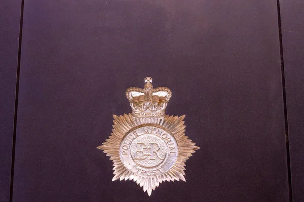 London May 2020 National Police Memorial Emblem Engraved Stone Inscription — Stock Photo, Image