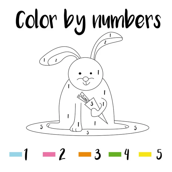 Activités Comptage Préscolaire Coloriage Avec Illustration Colorée Couleur Par Numéros — Photo