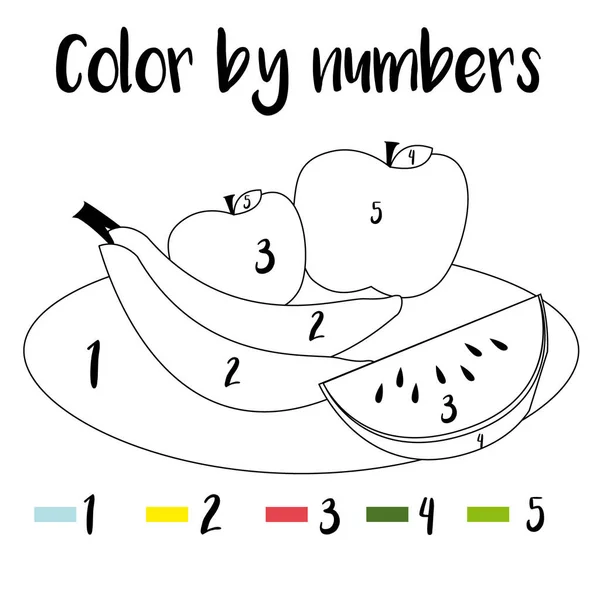 Przedszkolne Liczenie Działalności Kolorowanki Kolorowych Ilustracji Kolor Numerach Drukowany Arkusz — Zdjęcie stockowe