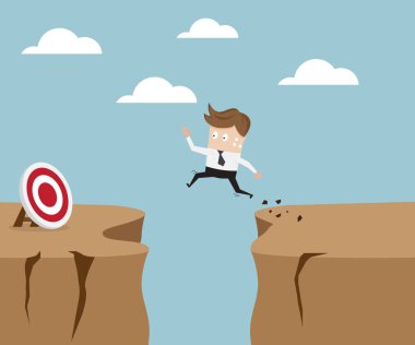 işadamı hedefe uçurumdan atlama