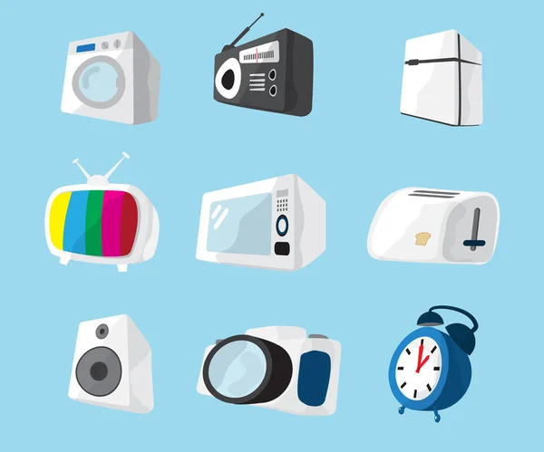 Set of home electronics appliances icon — Stock Vector