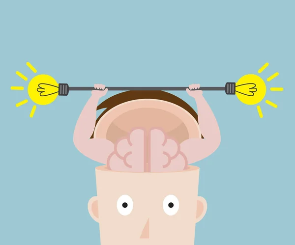 Ανθρώπινος εγκέφαλος άσκησης με φρέσκο βολβό ιδέα — Διανυσματικό Αρχείο