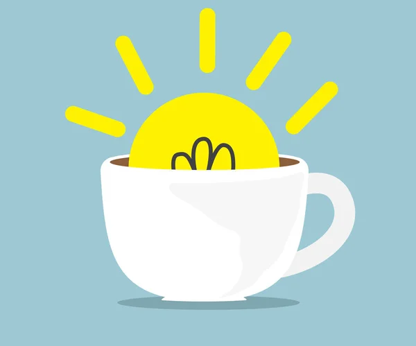 Idea bulbo en taza de café blanco — Vector de stock