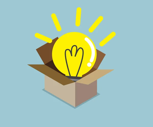 Idea de bombilla abstracta en caja — Vector de stock