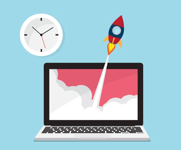 Roket fırlatma--dan laptop ile saat simgesi