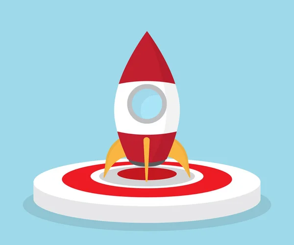 Rocket on dart board startup concept — Stock Vector