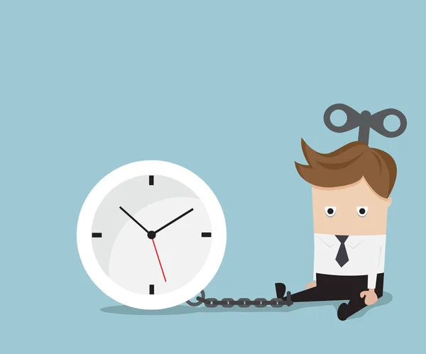 Businessman gets chained with clock — Stock Vector