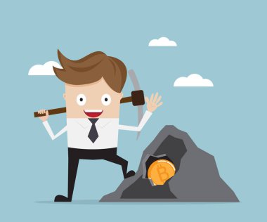 bitcoin için Cryptocurrency kavramı madencilik işadamı