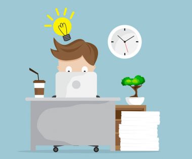 işadamı workdesk fikir ve dizüstü bilgisayar ile çalışma
