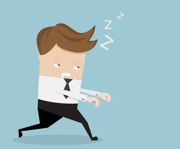 Businessman sleepwalking cartoon vector — Stock Vector
