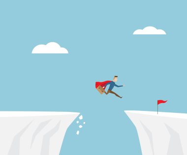 cliff, kırmızı bayrak atlama işadamı