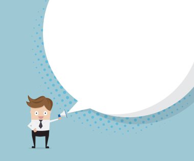 işadamı megafon ve boş konuşma balonu