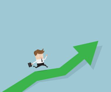 grafik büyüyen üzerinde çalışan iş adamı