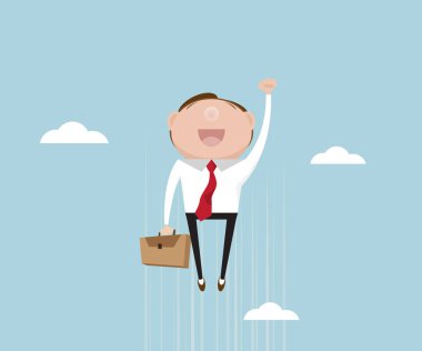 Evrak Çantası'nı karikatür ile uçan işadamı