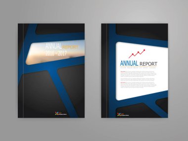 siyah arka plan yıllık rapor kapağında soyut mavi çizgi