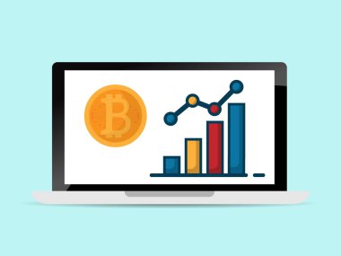 resimde bitcoins ve büyüme grafik cryptocurr ile dizüstü