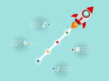 Roket başlatma başlatmak Infographic, iş yıldız gösteren resim