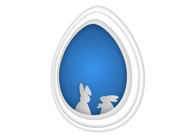 Conejito de Pascua, conejo en el arte de corte de papel agujero — Vector de stock